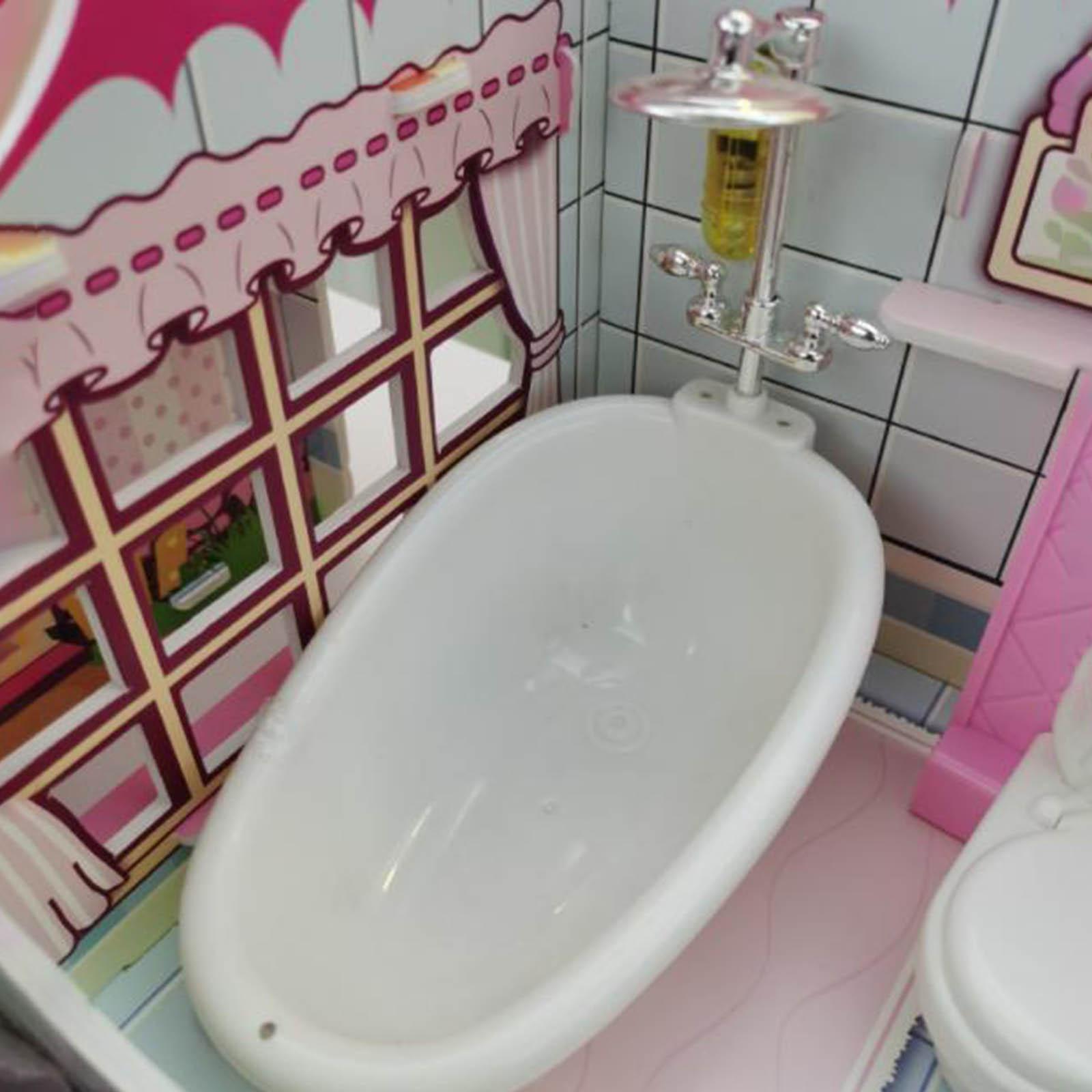 1:12 Scale Dollhouse Simulation Bathroom Shower Accessory Bathtub and Shower Rod Model for Dolls House Decoration DIY Toy