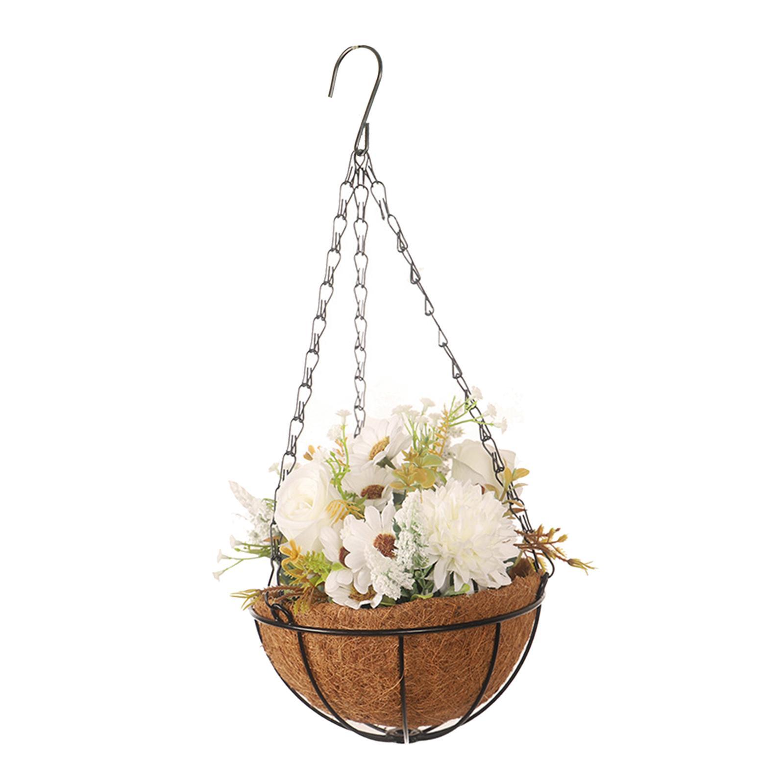 Flower Basket Wreath Spring Wreath Artificial Flower Arrangement Door Hanger Basket Wreath Farmhouse Wreath for Wedding Porch Outside Party