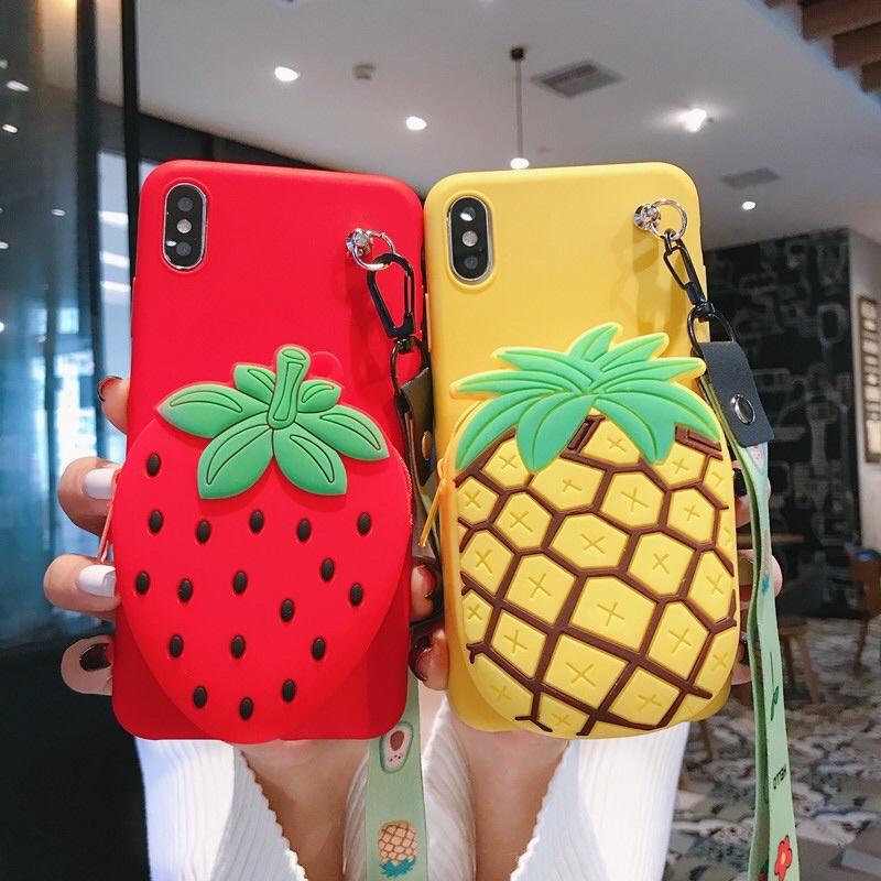 Túi đeo chéo silicon cho bé hình quả dâu dứa bơ đáng yêu