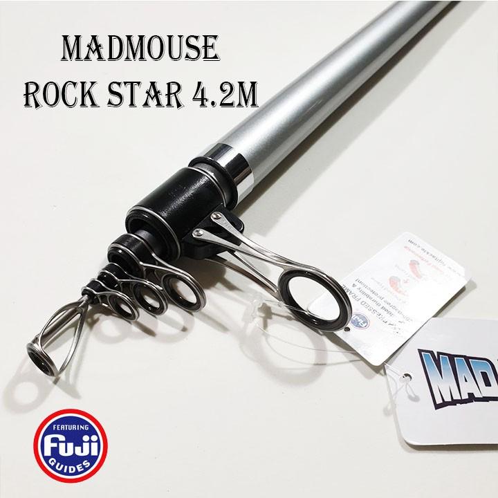 Cần câu lục xa bờ MAD MOUSE ROCK STAR 4m2 khoen pass Fuji made in Japan, độ cứng 46T - BX+