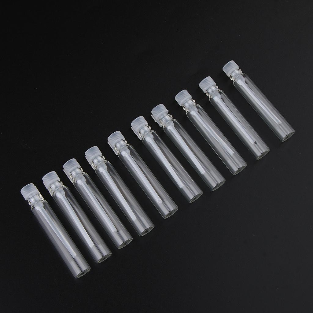 2x50x Mini Glass Perfume Sample Vials Empty Essential Oil Fragrance Bottle 2ml White Cap