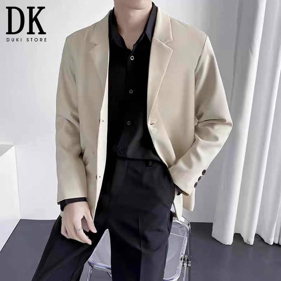 Áo vest nam, áo blazer nam 2 cúc Hàn Quốc màu kem nhạt thanh lịch LZB0044