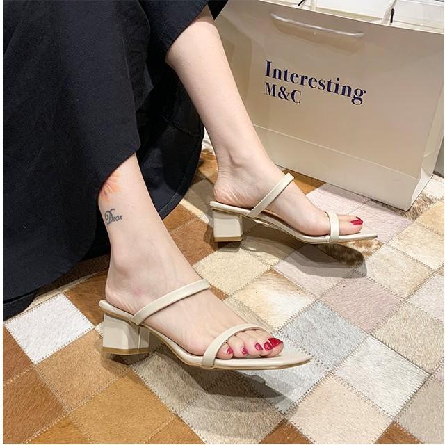 Women's high heel sandals with fashion low heel straps