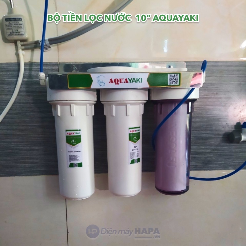 Bộ 3 Cốc Lọc Nước Cao Cấp AQUAYAKI Kèm Lõi 10 inch Cốc Tiền Lọc, Tiền Xử Lý Nước Sạch Tiêu Chuẩn - Hàng Chính Hãng