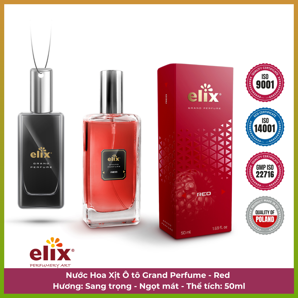 Nước hoa xịt ô tô Grand Perfume 50ml - Hương Red (Thơm mát - Cuốn hút)