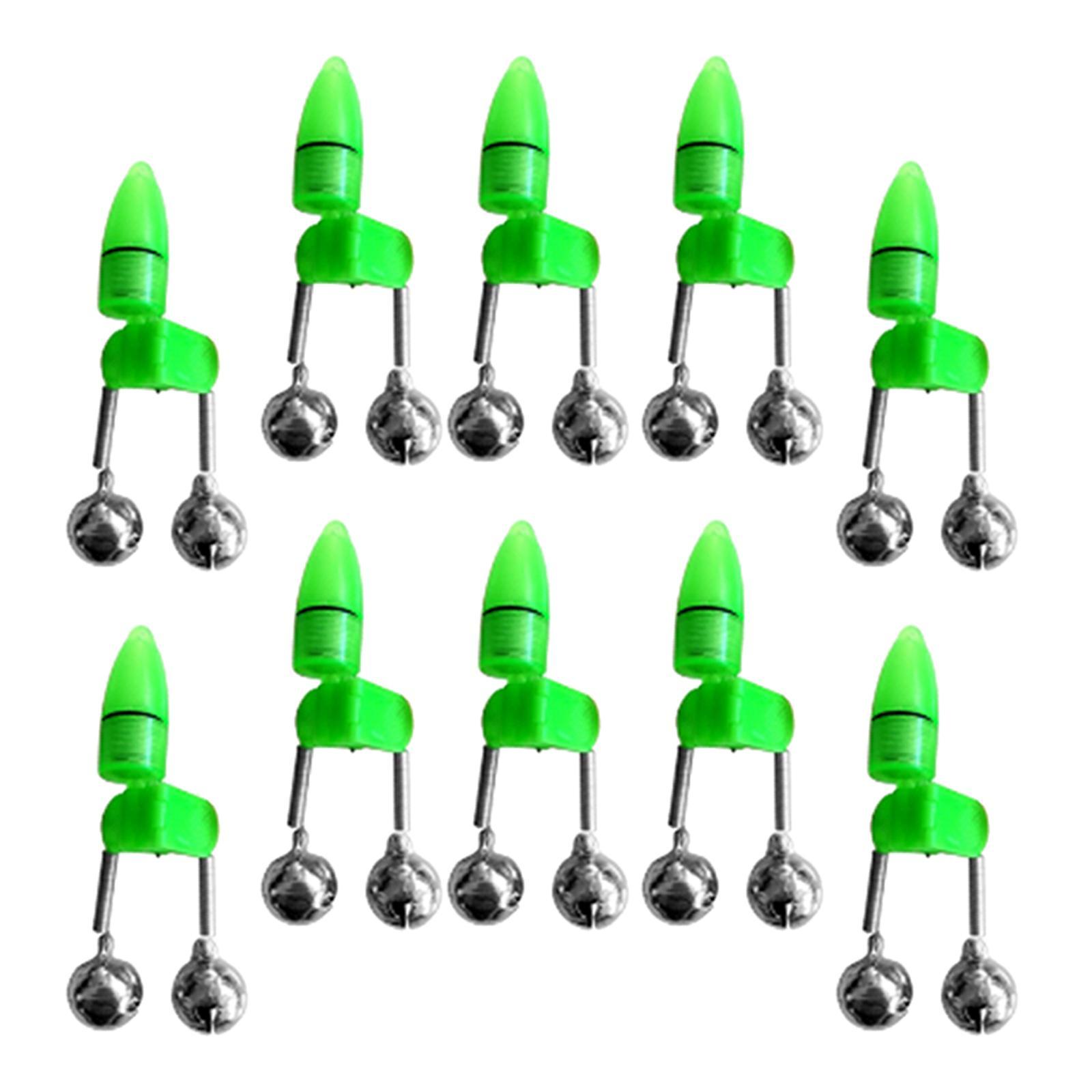10x Dual Bells Fishing Rod Alarm Clip Tackle Fishing Bite Alarm Lights Loud Sound Bite Lure Alarm Fishing Rod Bells for Fishing Supplies