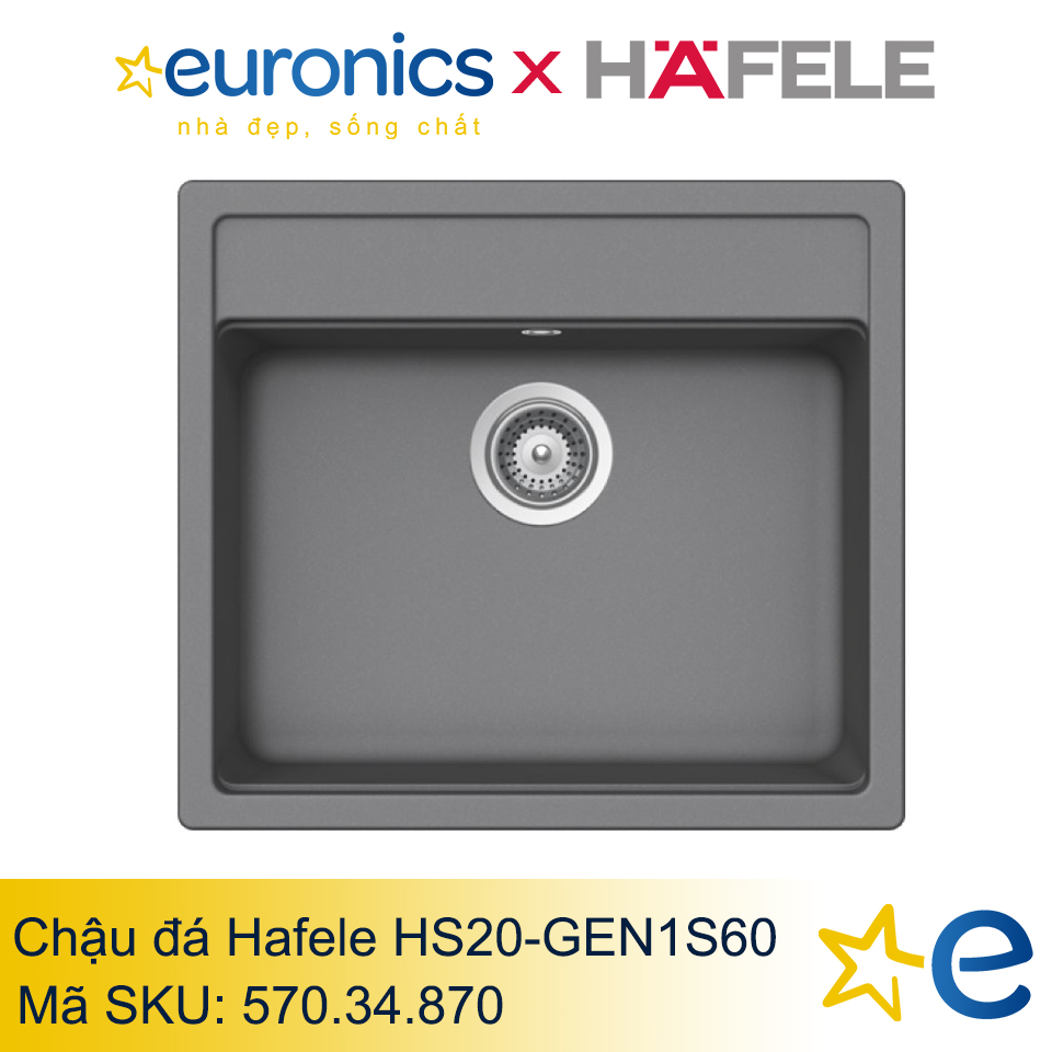 CHẬU ĐÁ HAFELE HS20-GEN1S60 MÀU XÁM/570.34.870 - HÀNG CHÍNH HÃNG