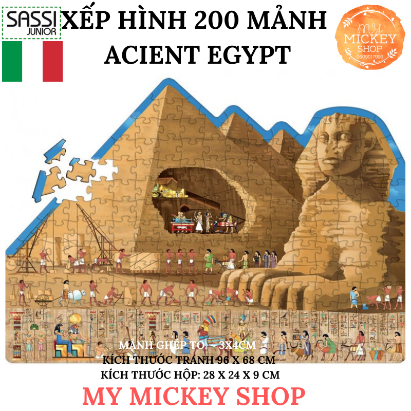 Bộ xếp hình 200 mảnh chính hãng Sassi Ai Cập Cổ Đại - The Egypt