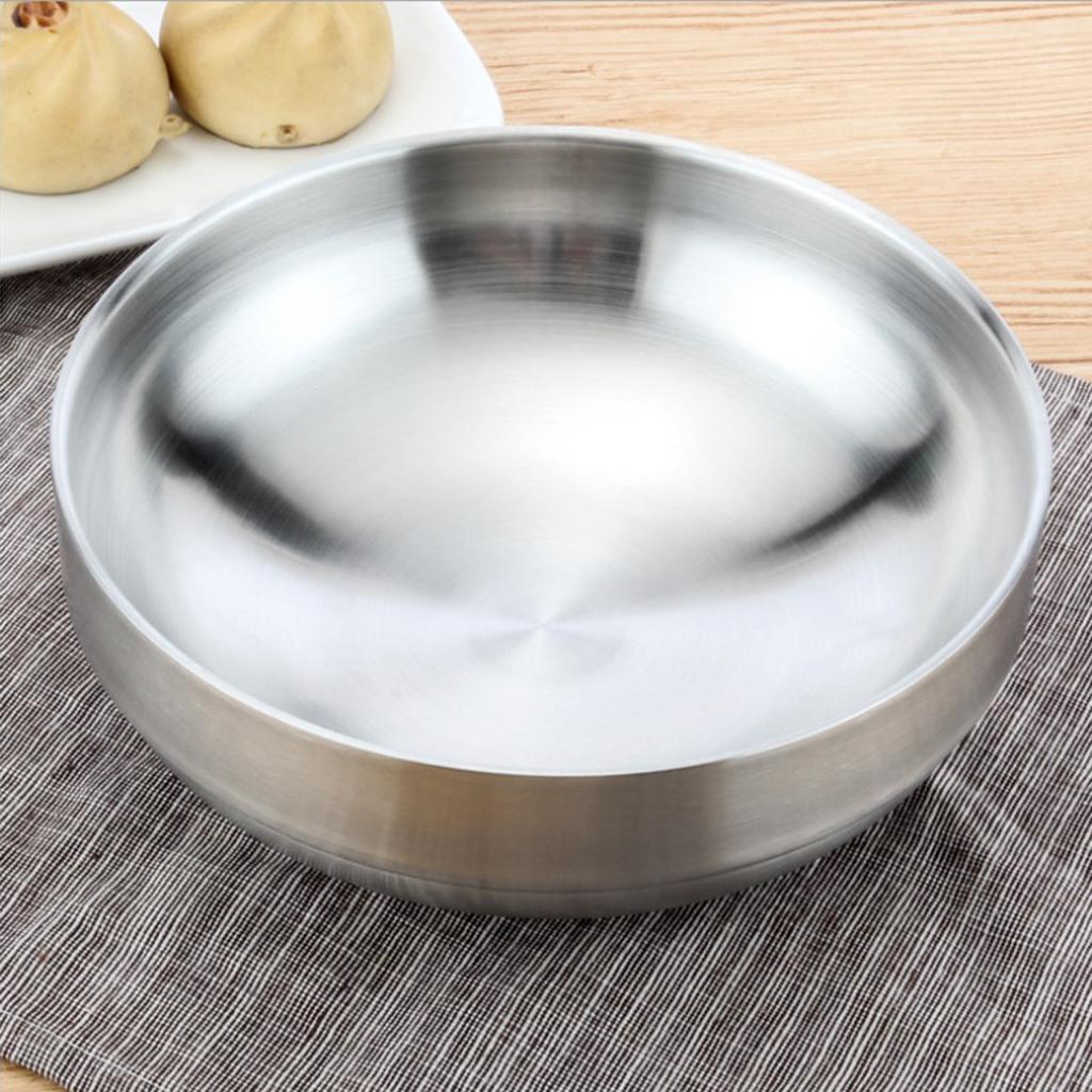 Stainless Steel Noodles Bowl Dinner Soup Fruit Bowl Kitchenware Silver 19cm