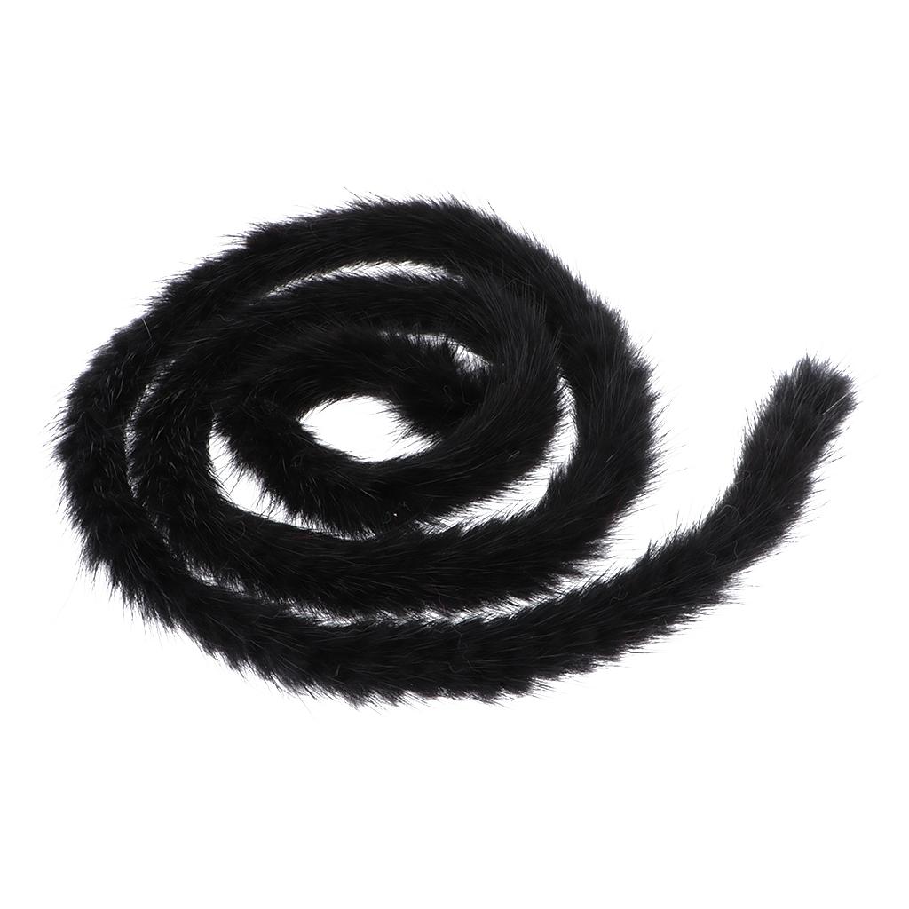 1 Yard 2cm Mink Fur Ribbon Trim Strip Fluffy Trim for Home Decoration Black