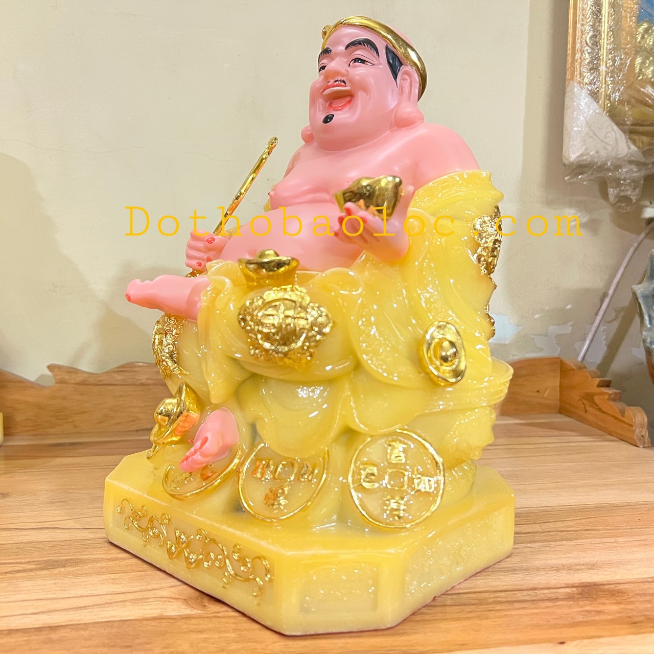 Tượng Thần Tài Thổ Địa bằng đá cao cấp nhập khẩu màu vàng cao 30cm