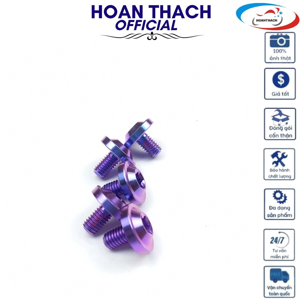 Ốc Gr5 Titan Dù 6L10 Xanh Tím dùng cho nhiều dòng xe  SP010294 (giá 1 con)