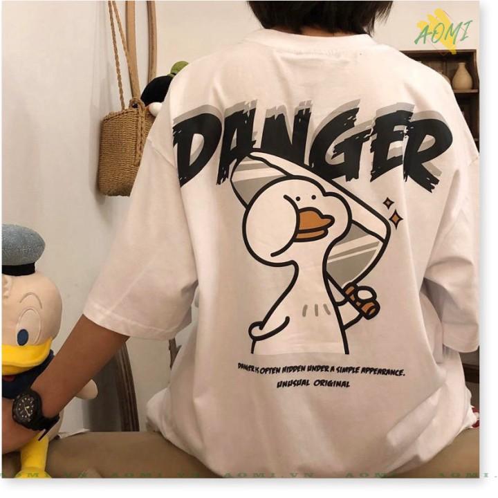 Áo thun phông tay lỡ form rộng VỊT DANGER Unisex có form tay ngắn cho trẻ em và người lớnT6 PHONG CÁCH AOMI