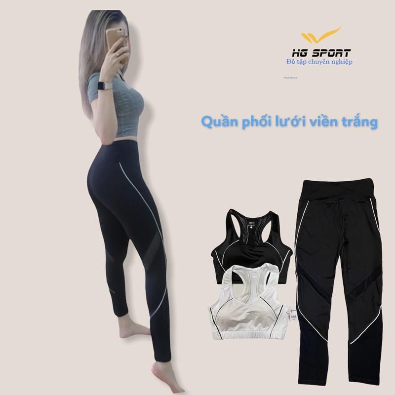 Quần Phối Lưới , Quần Dài Tập Gym Yoga, Thể Thao nữ Hàng Thiết Kế Độc Đáo, Cá Tính HG SPORT QD504