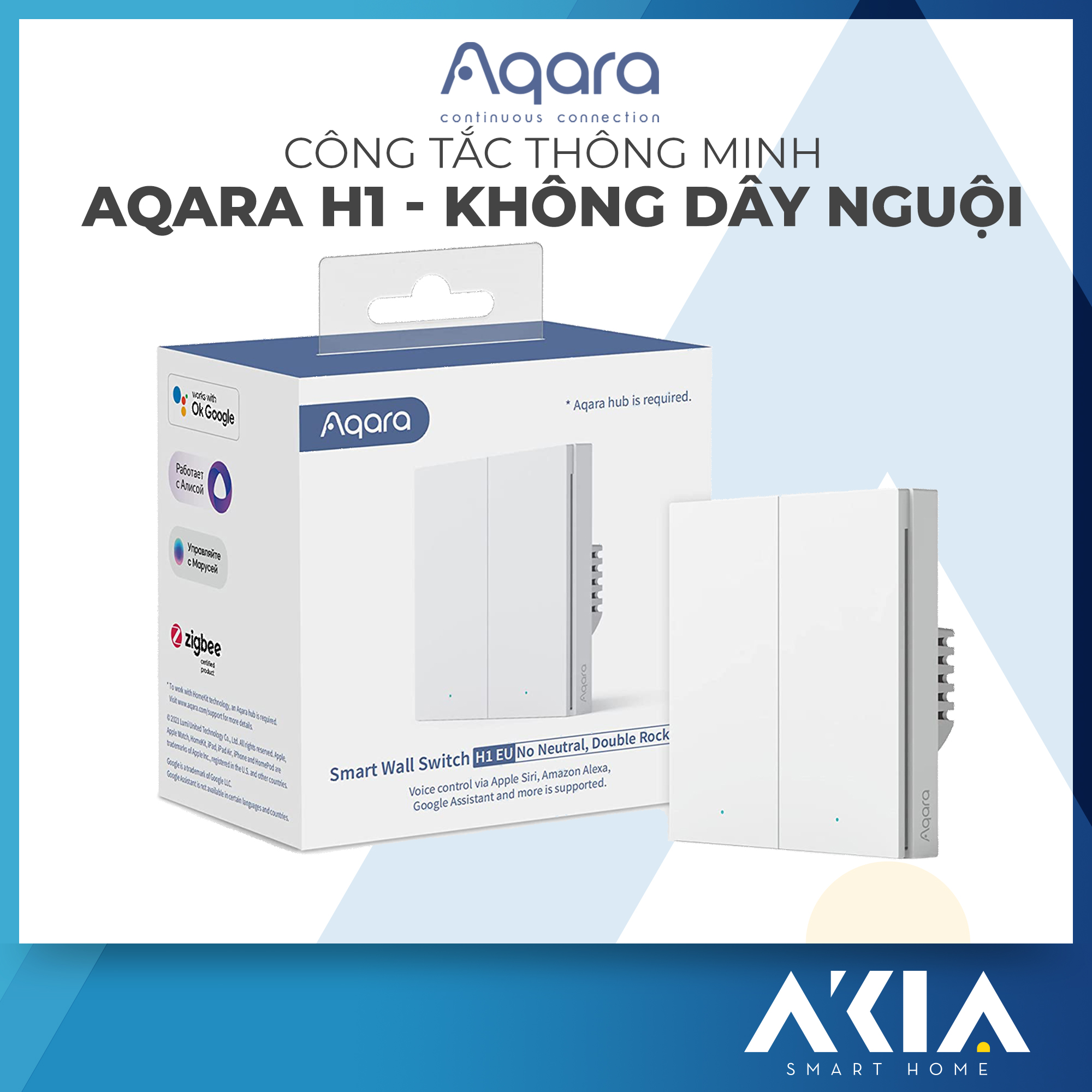 Công tắc thông minh Aqara H1 hình vuông - Không Dây Nguội - Hàng Chính Hãng