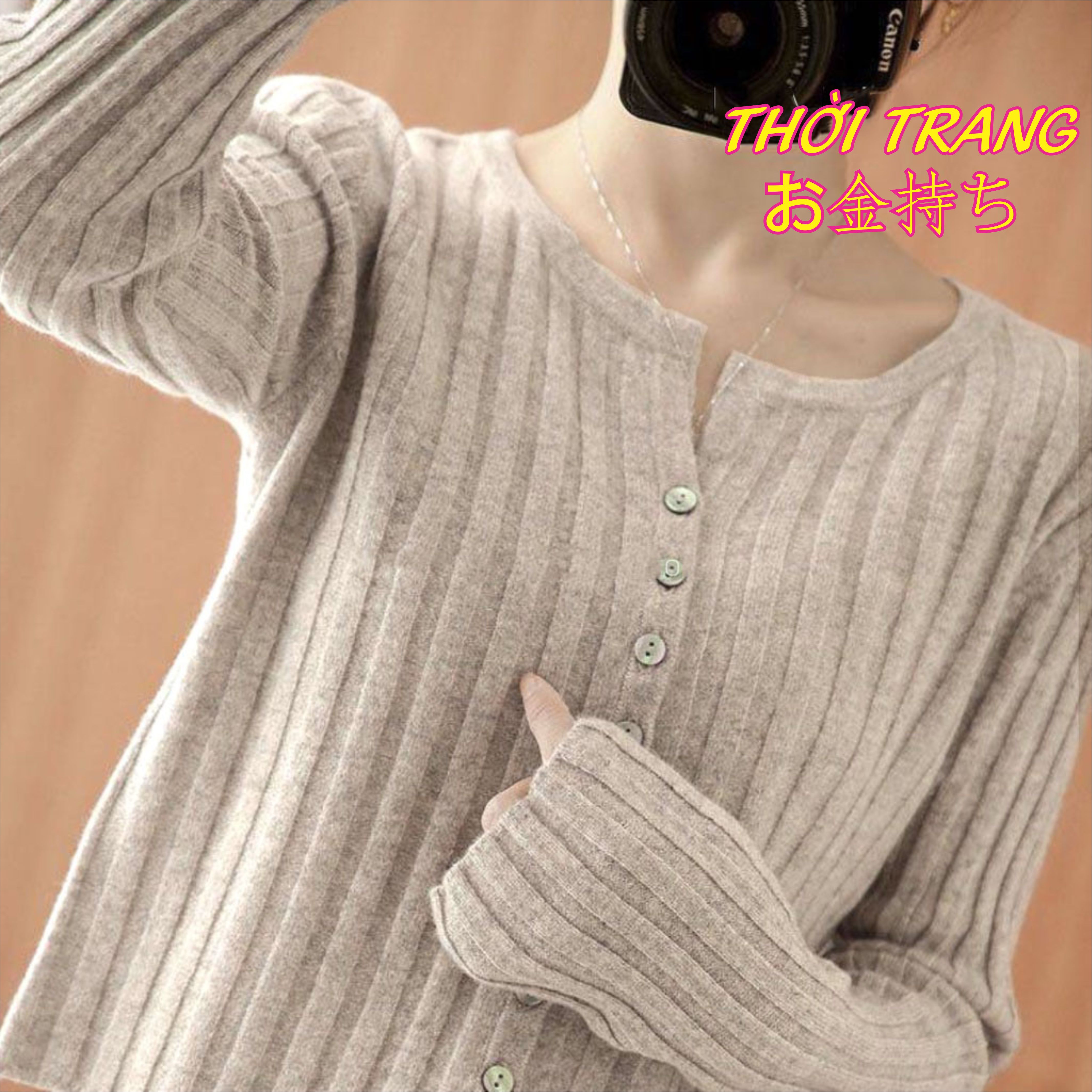 áo len tăm nữ khuy cúc nhỏ, áo khoác cardigan dáng vừa co giãn 3423