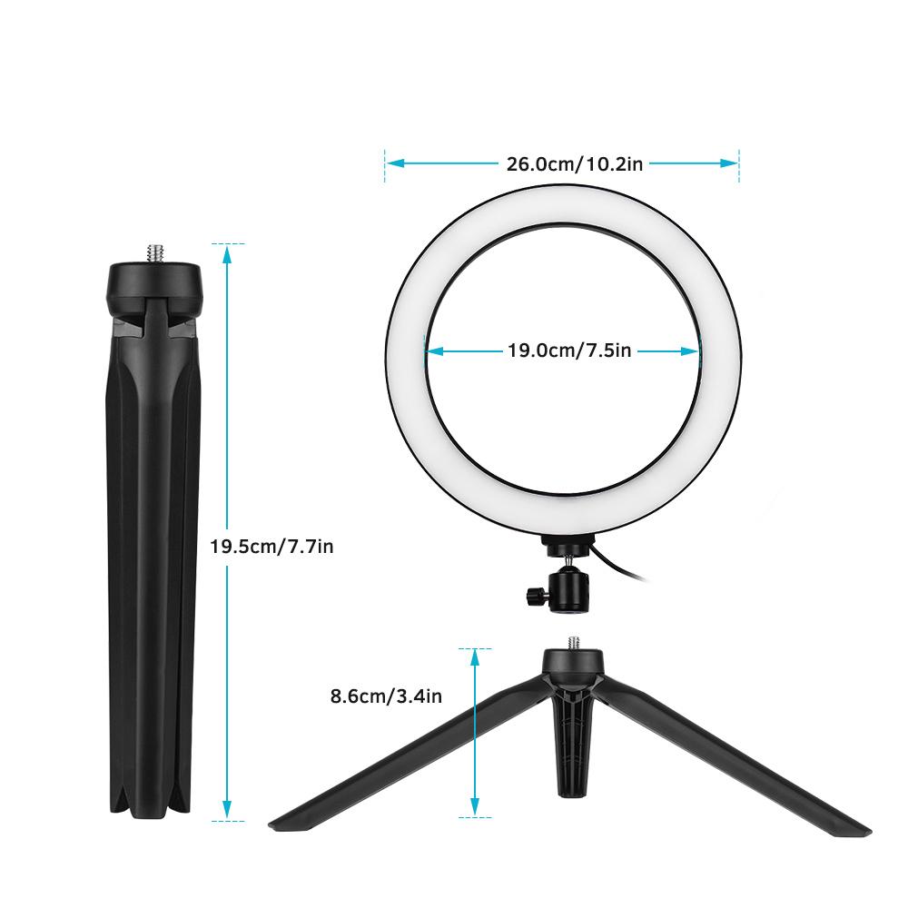 Đèn LED vòng 10 inch với giá đỡ ba chân, giá đỡ điện thoại, điều khiển từ xa 3200K-5500K Đèn bàn máy ảnh có thể thay đổi độ sáng