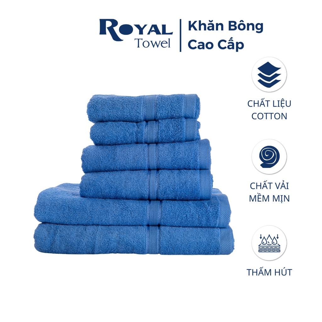 Combo 6 khăn Royal gồm 2 khăn tắm, 2 khăn lau đầu, 2 khăn mặt không đổ lông, không ra màu, mềm và thấm hút