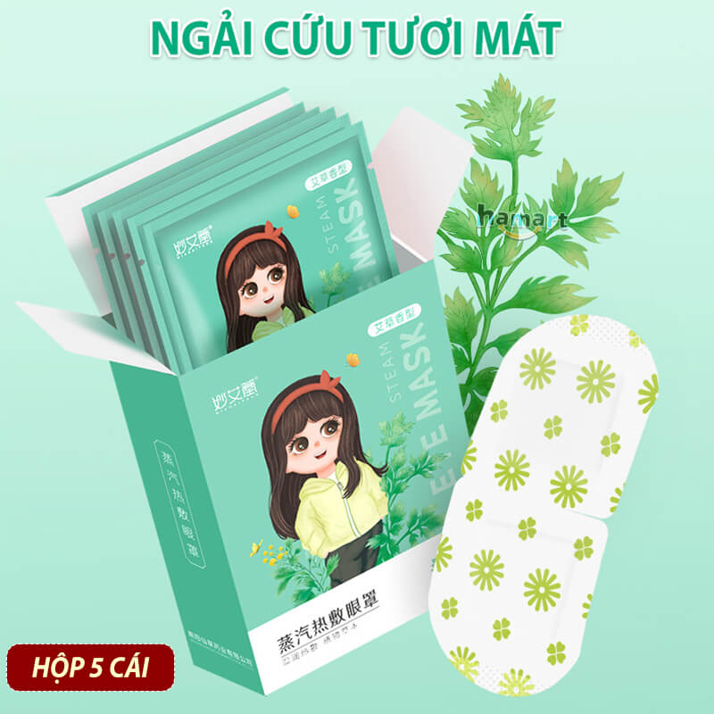 Hộp 5 Mặt Nạ Mắt Nóng Xông Hơi Nước Tinh Dầu Ngải Cứu Spa Chườm Ấm Mắt Ngủ Ngon Giảm Khô Nhức Mỏi Quầng Thâm