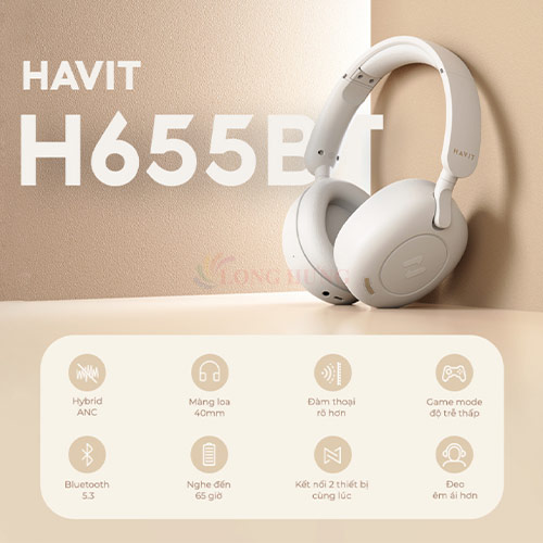 Tai nghe chụp tai Bluetooth Havit H655BT - Hàng chính hãng