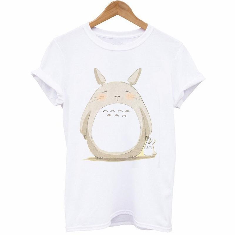 Áo Thun Thời Trang Mùa Hè Trắng Harajuku Tay Ngắn Totoro In Hình Ngộ Nghĩnh