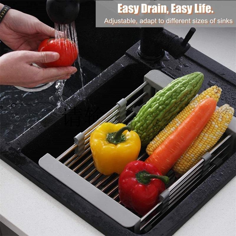 Phụ Kiện Nhà Bếp Có Thể Thu Vào Điện Giá Treo Bồn Rửa Bát Gác Rau Củ Quả Điện Rổ Giá Đựng Dụng Cụ