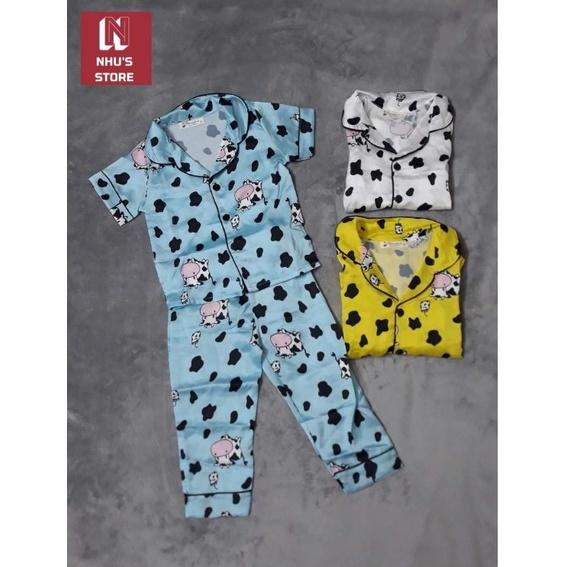 SET BỘ ĐỒ PIJAMA VẢI LỤA HÌNH BÒ SỮA DỄ THƯƠNG