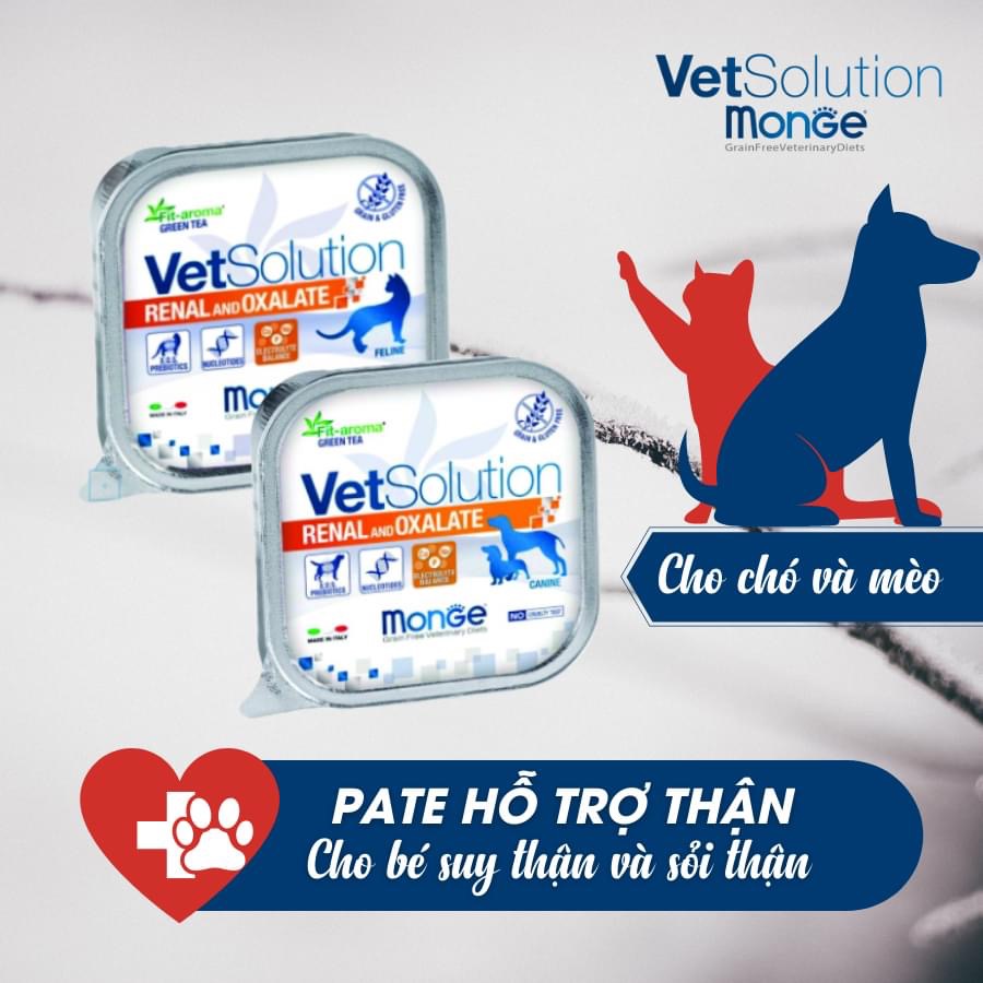 Pate cho chó mèo bị suy thận, ngăn ngừa sỏi thận (Monge, Ý