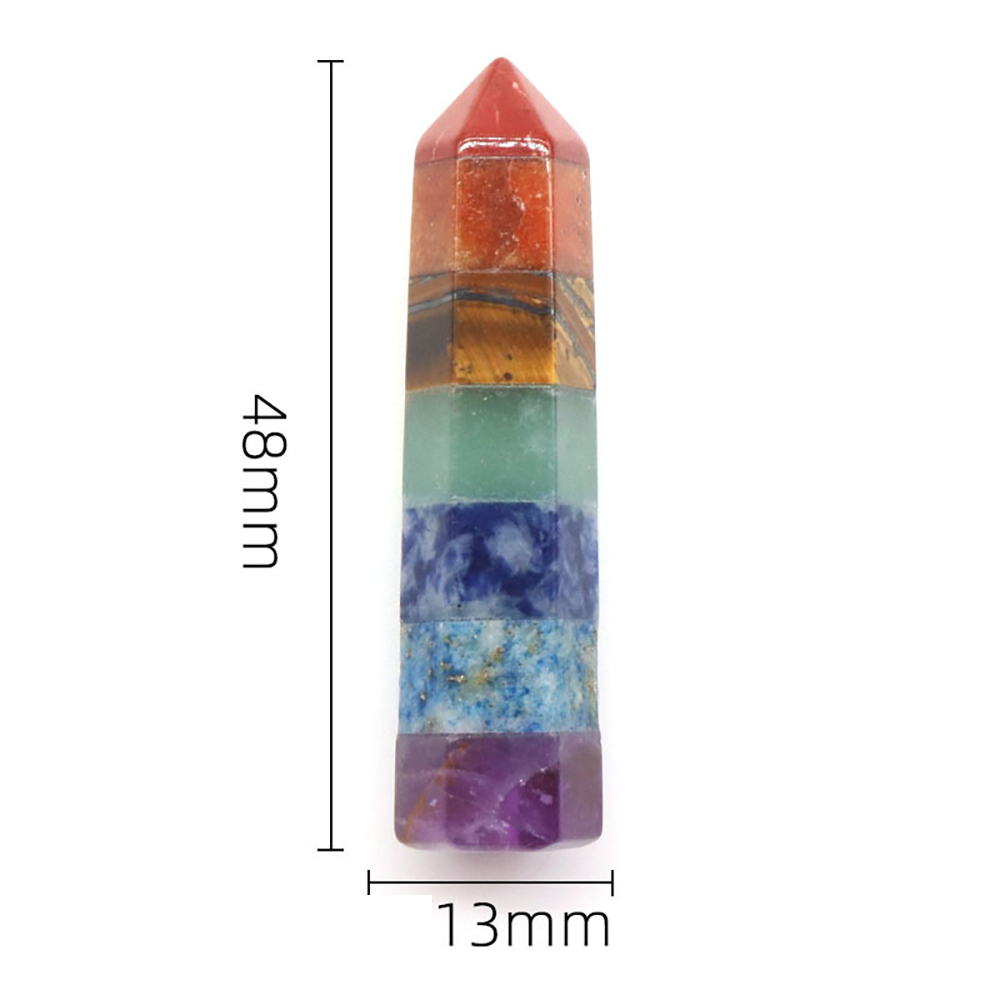 Trụ Đá Phong Thủy Hexagonal 7 Chakra 13x48 mm