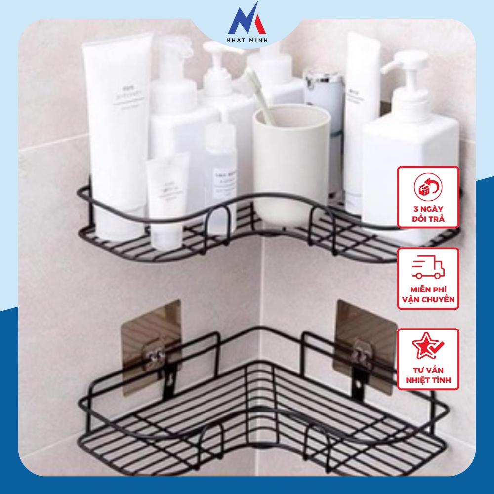 KỆ SẮT DÁN GÓC TƯỜNG ĐA NĂNG _ KỆ ĐỂ ĐỒ NHÀ TẮM, NHÀ BẾP DÁN TƯỜNG - Kho Sỉ Nhật Minh