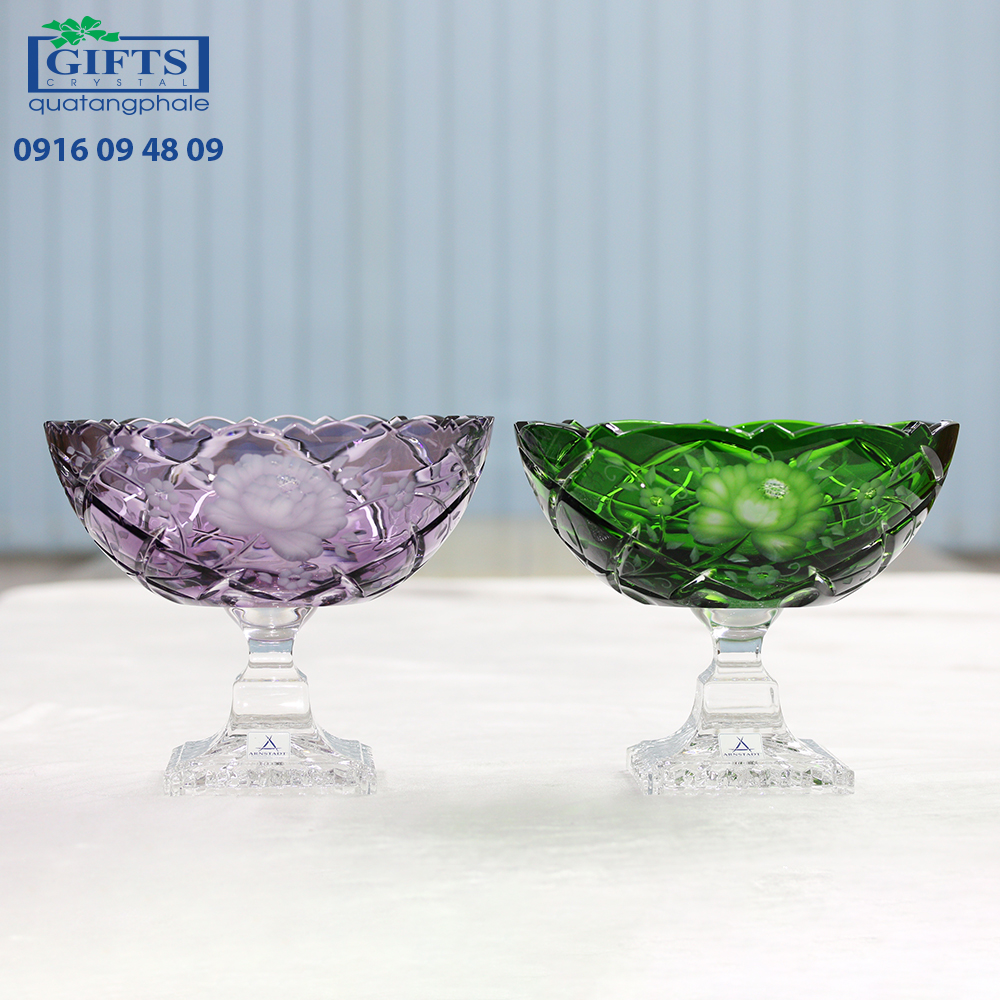 Đĩa hoa Quả Pha lê Màu Sunrose Arnstadt 21cm