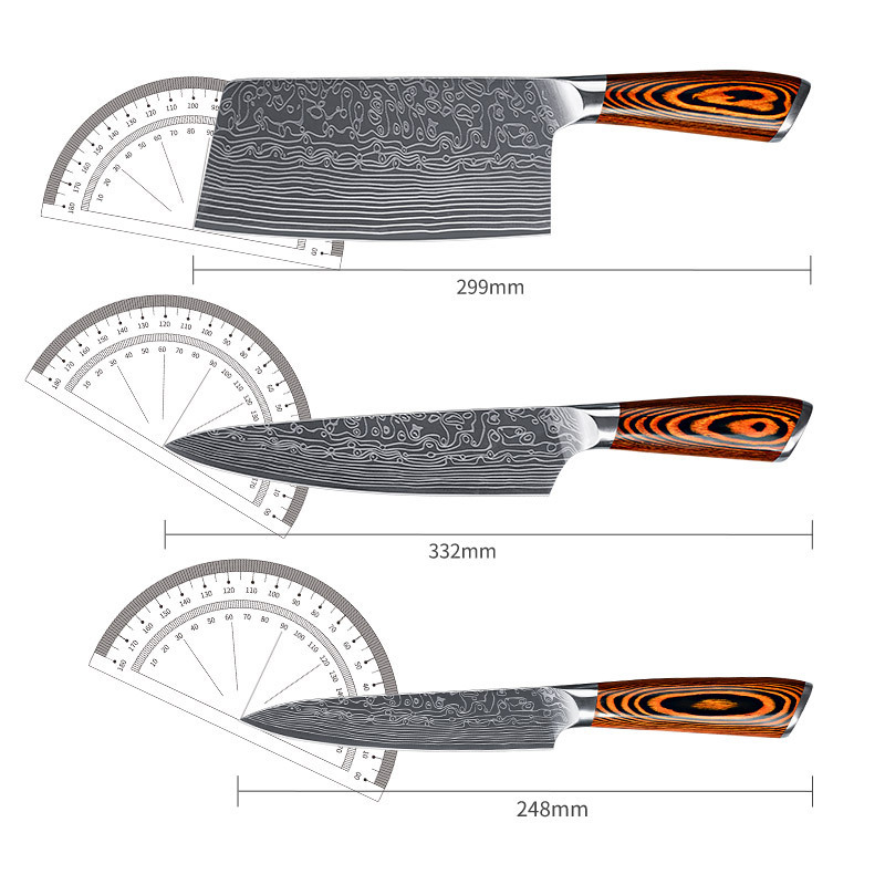 BỘ 3 DAO BẾP NHẬT THÉP DAMASCUS BDT2