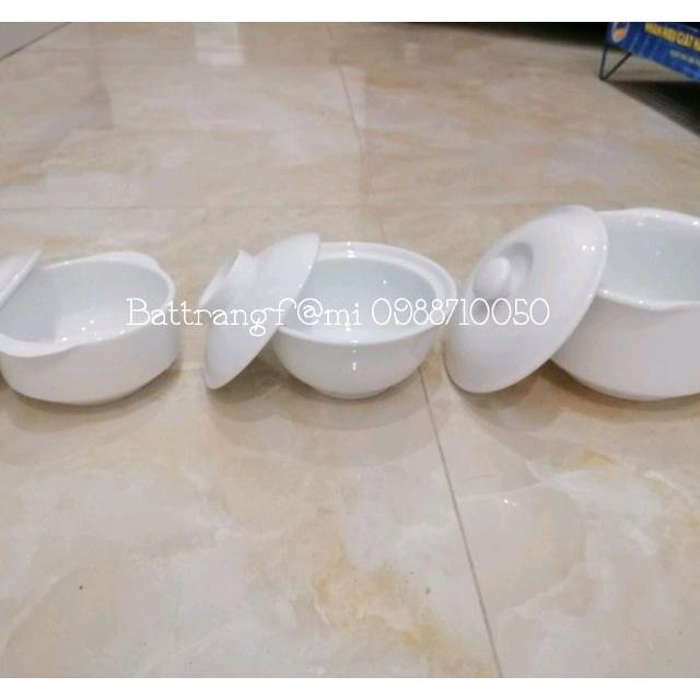 Thố chưng yến sứ trắng Bát Tràng 250ml/600ml