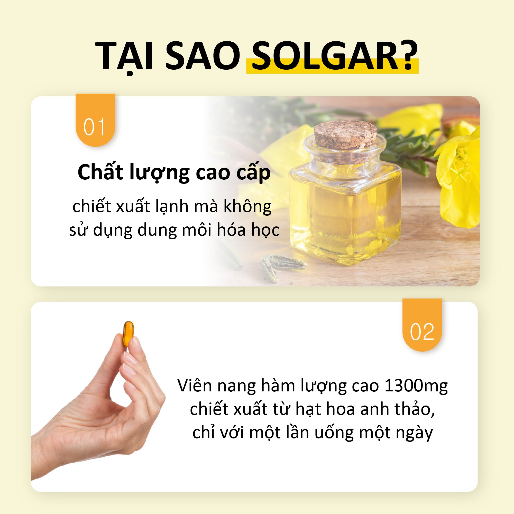 Viên uống điều hòa nội tiết tố nữ, nuôi dưỡng da Solgar Dầu Anh Thảo Evening Primrose Oil 1300 mg - NHẬP KHẨU USA