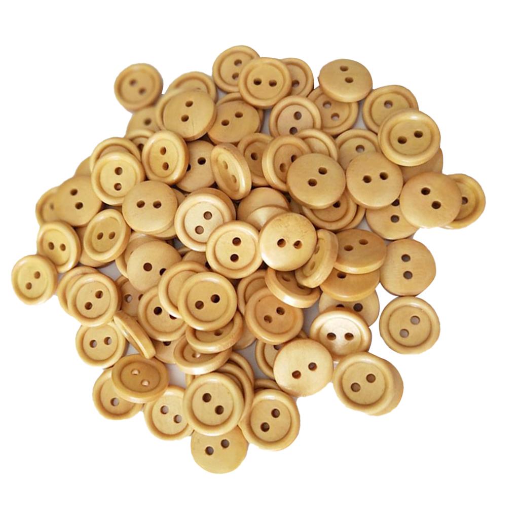 100 Cái Vintage 2 Lỗ Nút Gỗ để May Album