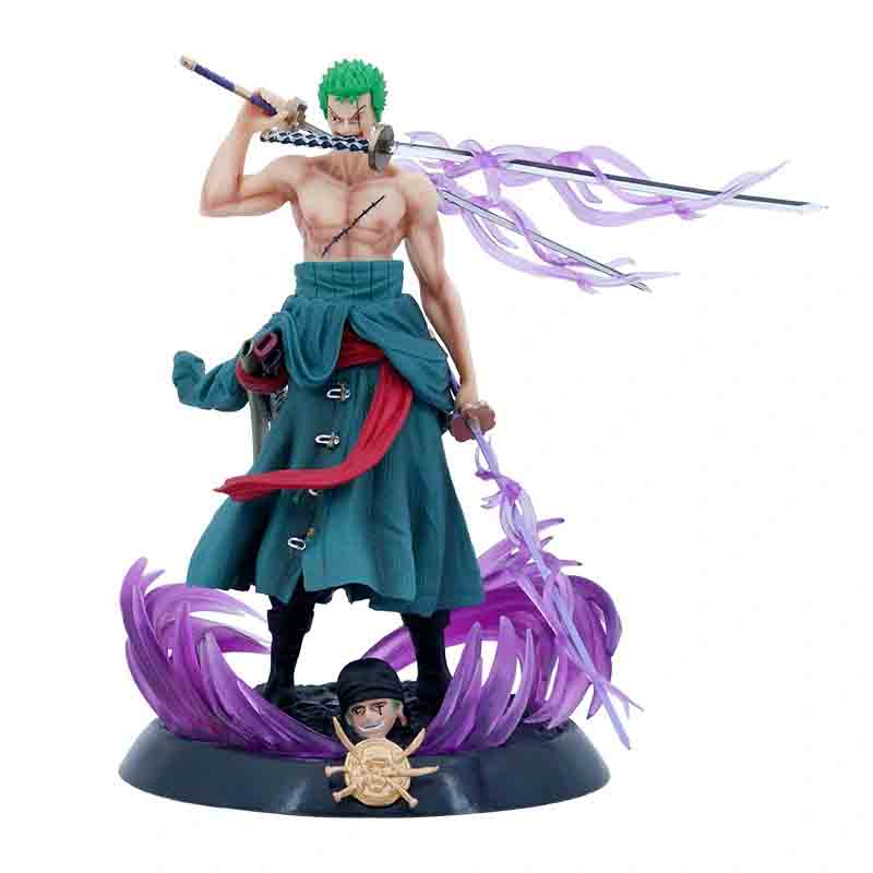 Mô Hình One Piece, mô hình Zoro - Zoro đứng 2 đầu + 3 kiếm + 3haki