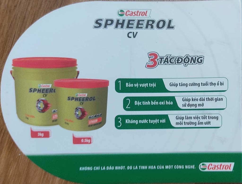 Mỡ đa dụng (Mỡ lithium bôi trơn vòng bi, may-ơ) Castrol Spheerol 0,5KG (500g)