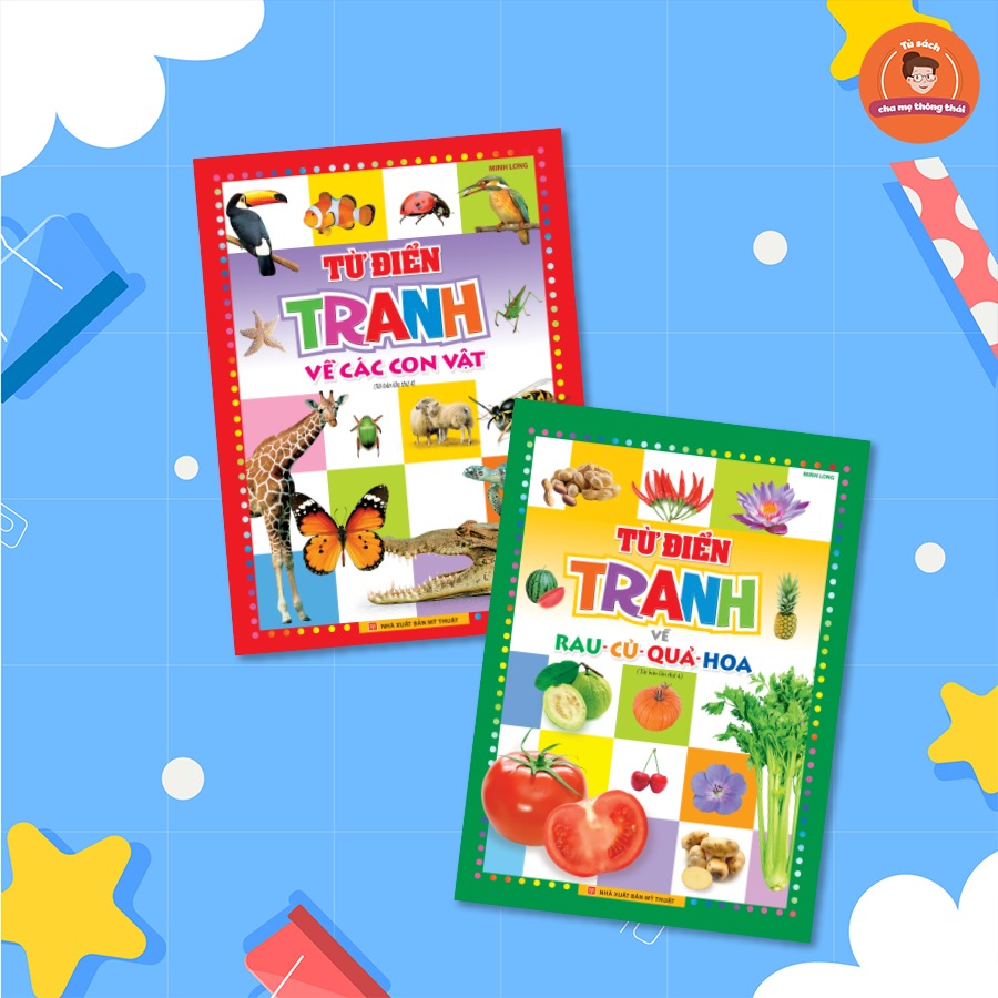 Sách: Combo 2 Cuốn Từ Điển Tranh Về Rau - Củ - Quả - Hoa + Từ Điển Tranh Về Các Con Vật
