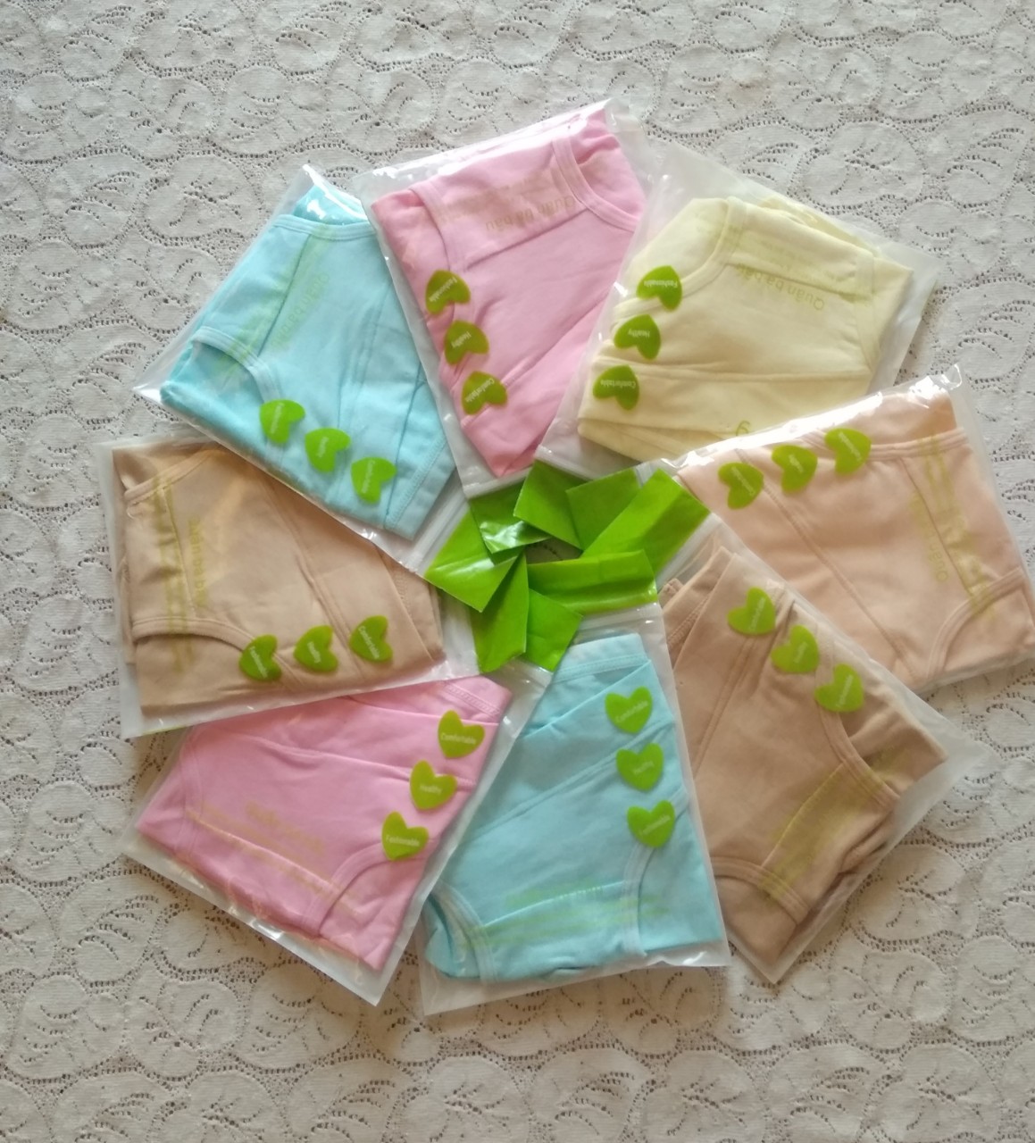Combo 5 quần lót bầu cotton cạp chéo túi zip - kem/da - 2XL
