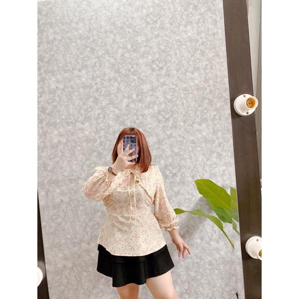 Áo cổ tàu peplum che bụng 50-85kg
