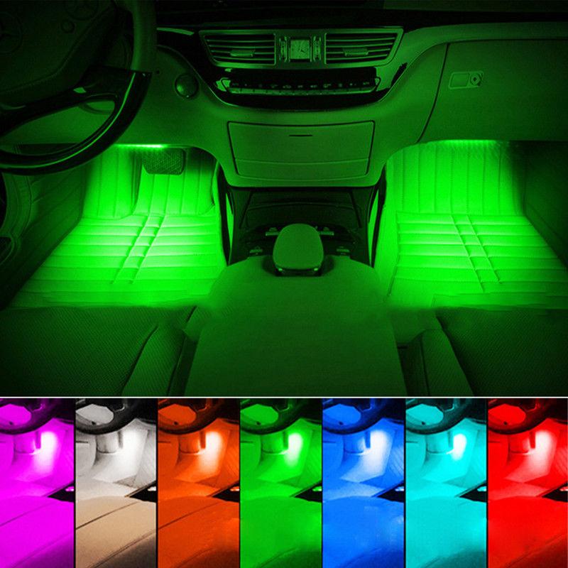 LED 8Color RGB Strip Sound Activated Car Interior Music Lights Ambient Light