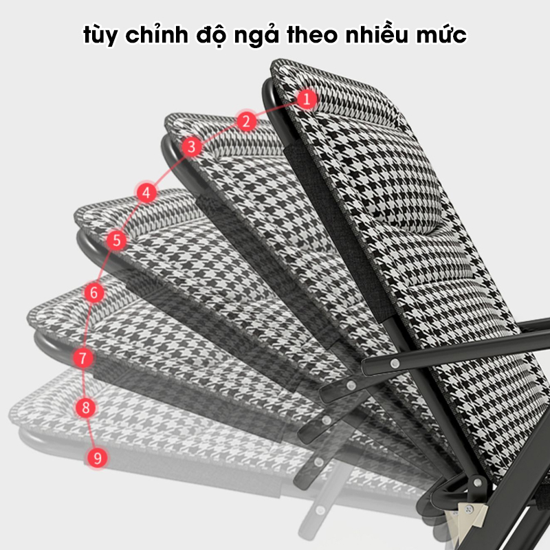 Ghế thư giãn gấp gọn Pehouse PH2305, ghế thư giãn nâng hạ độ cao tùy chỉnh thành giường nằm, tặng đôn gác chân - Nhà Đẹp PeHouse
