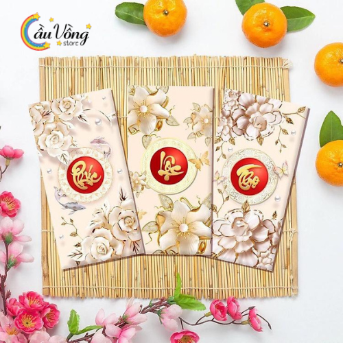 Combo 100 Bao Lì Xì Hoa Sen Trắng Phúc Lộc Thọ