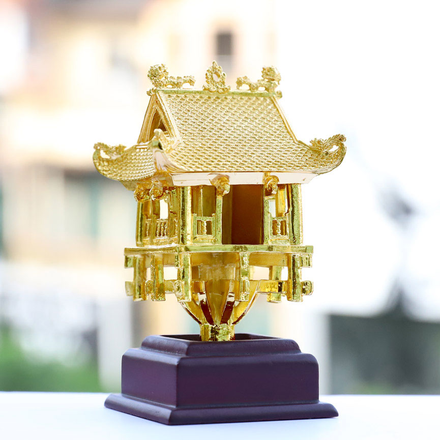 Mô hình Chùa Một Cột mạ vàng 24K - Quà lưu niệm Thủ đô Hà Nội