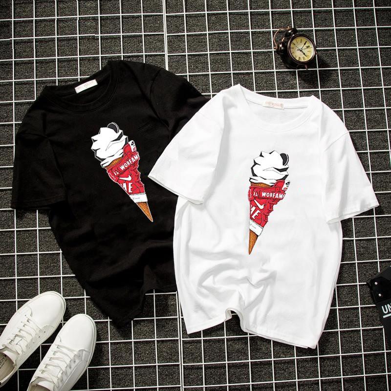 Áo thun unisex Hàn Quốc in que kem cá tính vải dày mịn 2019T1009