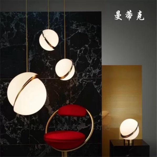 Đèn thả tròn 2 nửa cách điệu tư thế Bắc Âu, xây dựng hiện đại, vương quyền - khuyến mãi kèm theo bóng led DT DDT