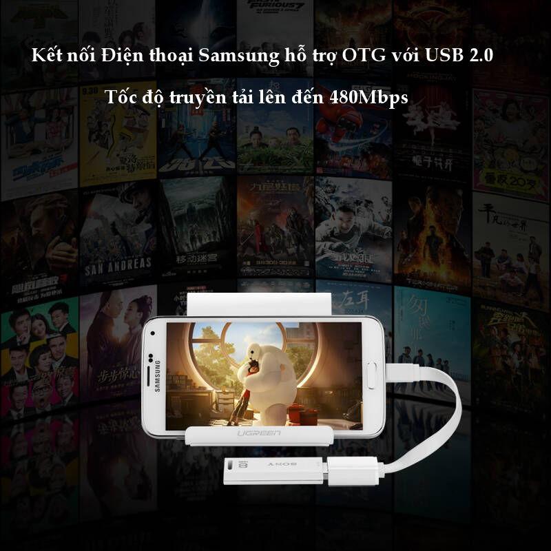 Dây Micro USB 2.0 OTG dạng tròn + dạng dẹt dài 10-12cm UGREEN US133- Hàng chính hãng