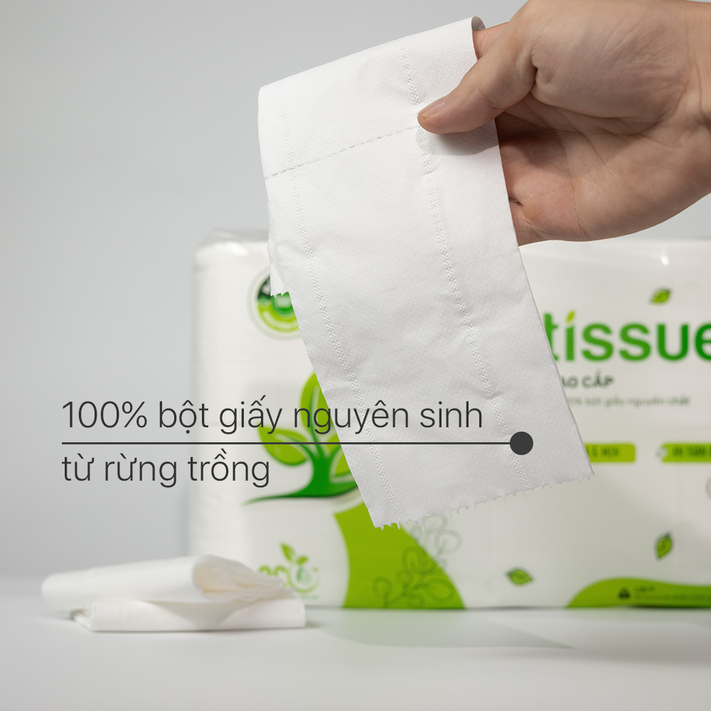 Giấy vệ sinh giấy cuộn cao cấp Ecotissue 3 lớp lốc 6 cuộn có lõi cao cấp mềm dai tự nhiên