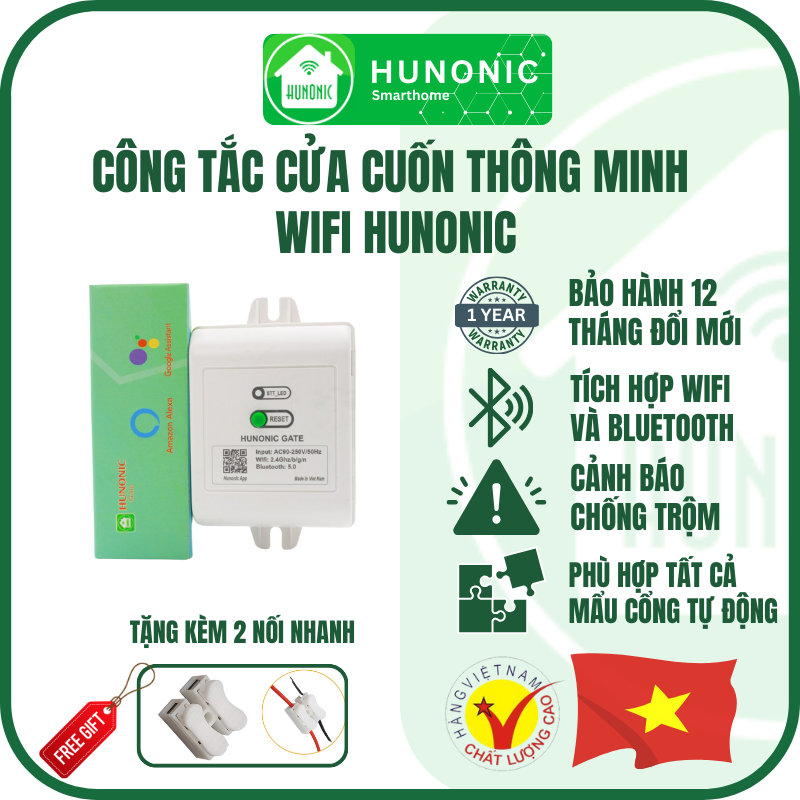 Bộ điều khiển cổng tự động Hunonic Gate| Điều khiển từ xa bằng điện thoại không cần Wifi| Hàng Việt Nam-Hàng chính hãng