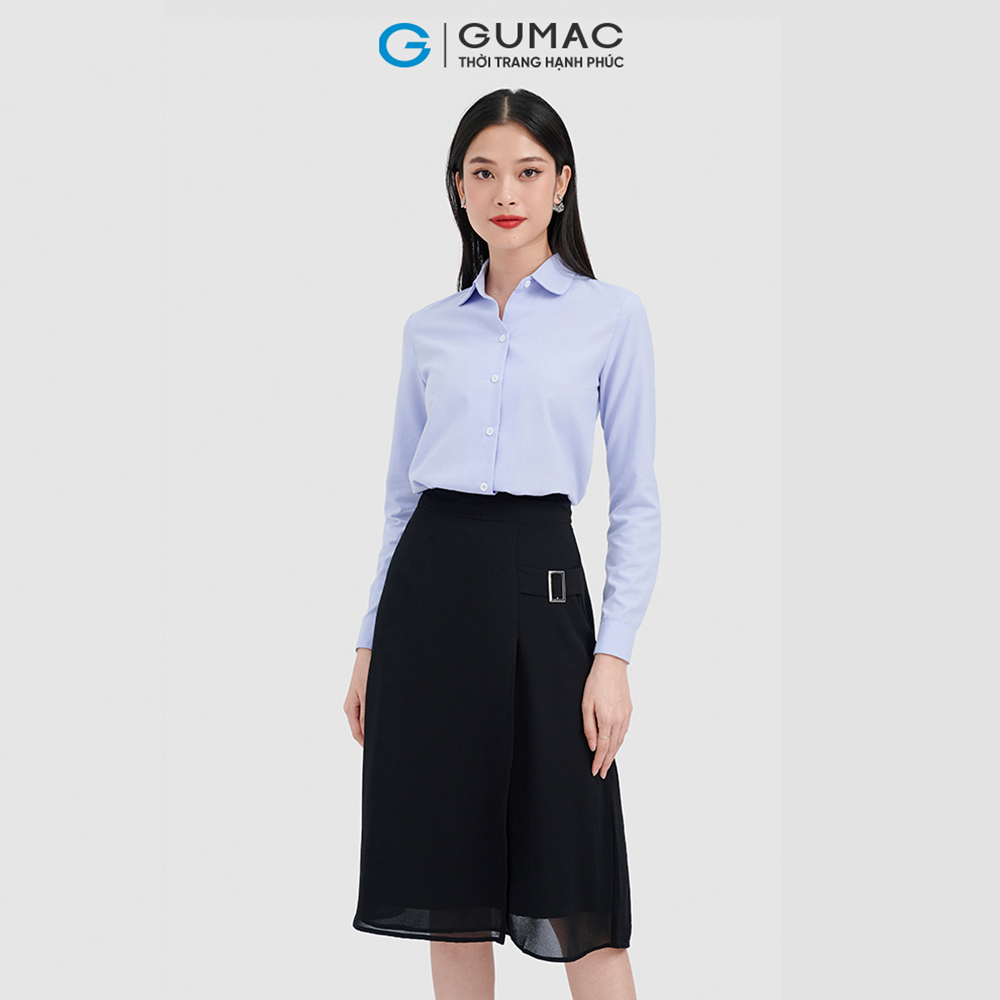 Áo sơ mi nữ GUMAC AC10076 tay dài cổ bâu tròn công sở